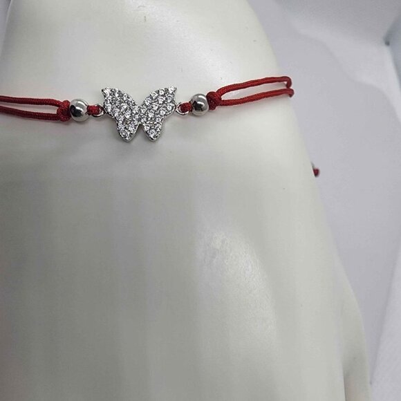 NEW Sterling Silver 925 Butterfly Design With Adjustable Bracelet - Picture 2 of 3